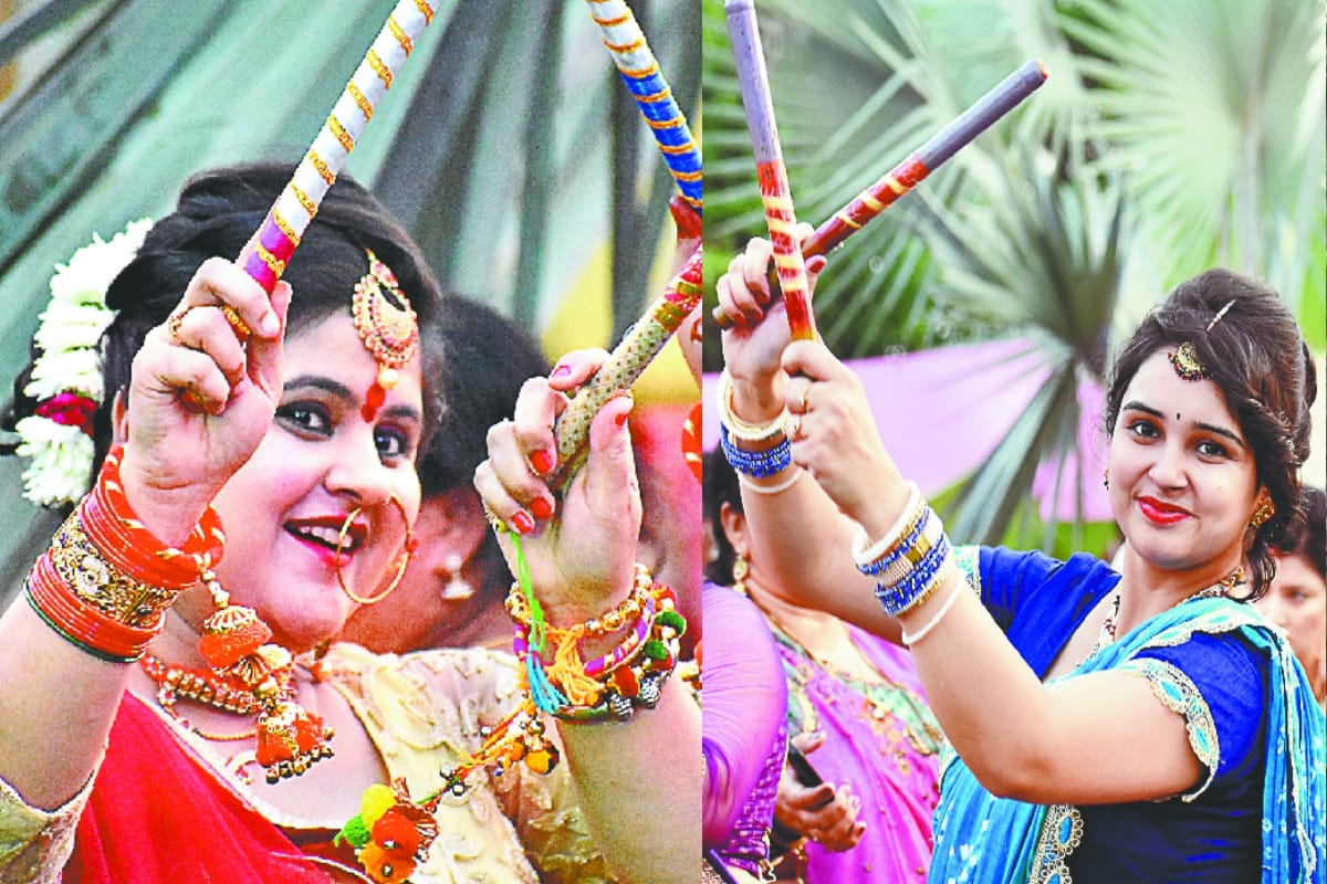 Dandiya festival celebrated with a bright and colorful theme in meerut 