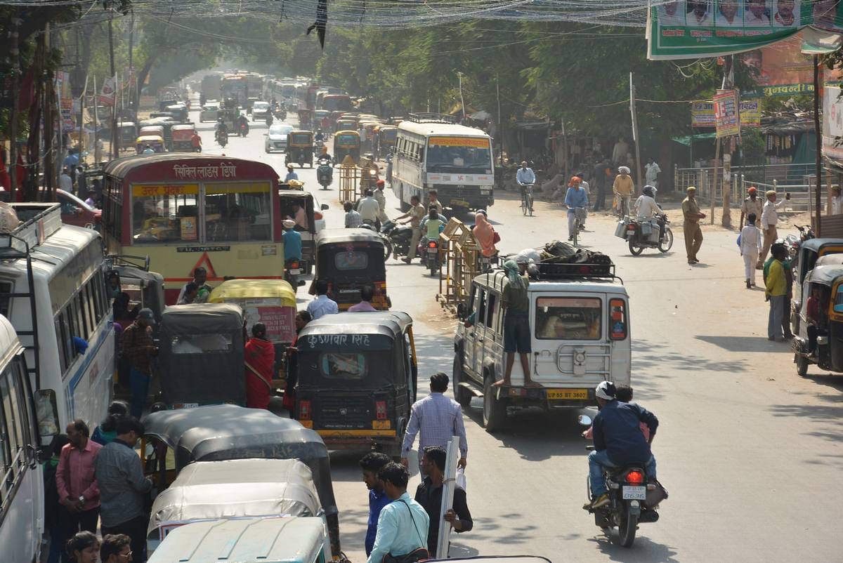Varanasi entry gate road jam