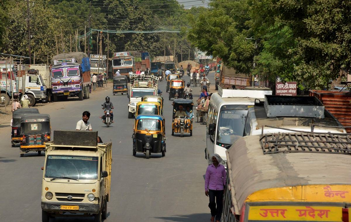 Varanasi entry gate road jam