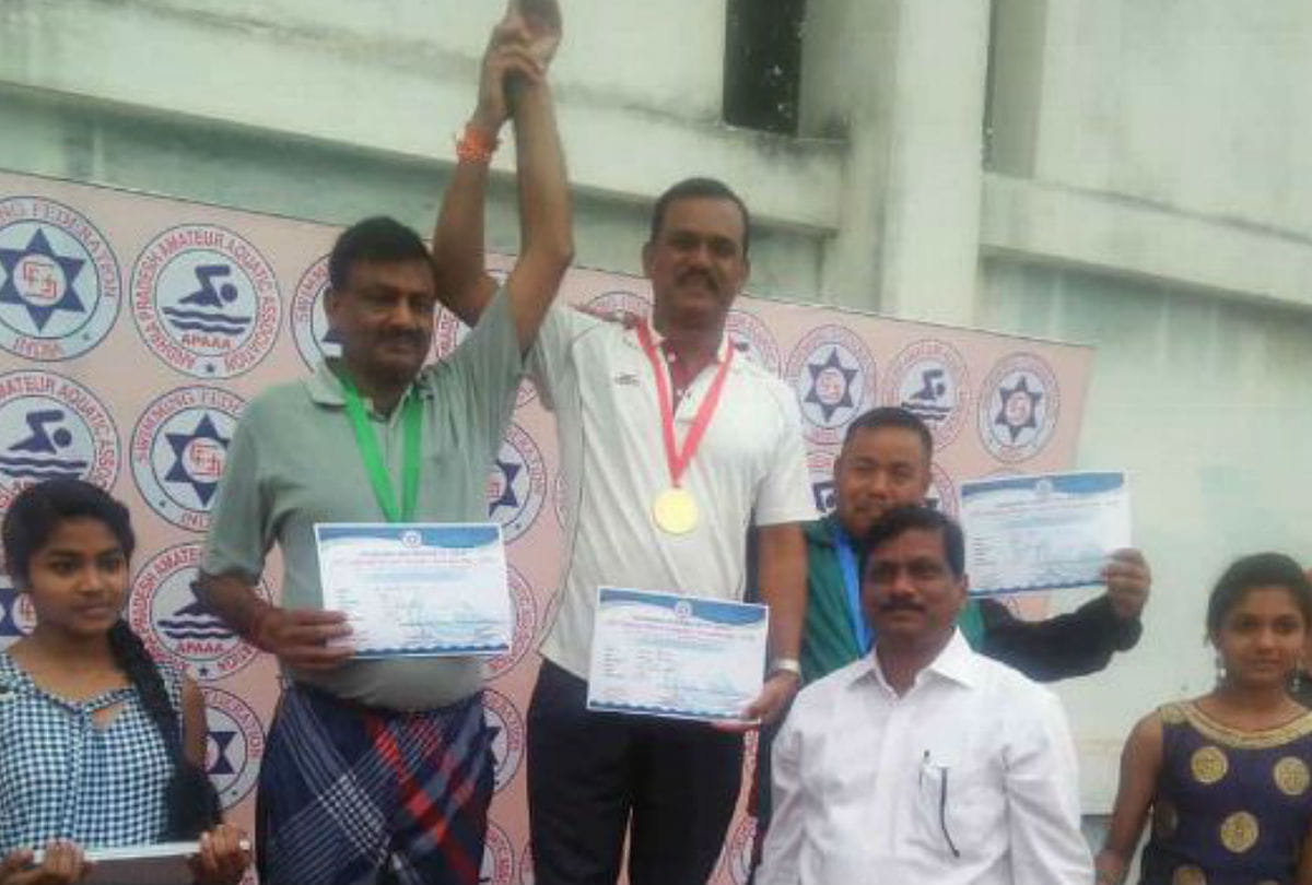 fifty nine years old Shyamlal Sharma won three medals in swimming