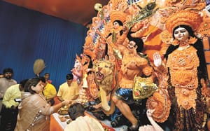 Goddess Durga in Pandals, worshiping on MahaShashthi