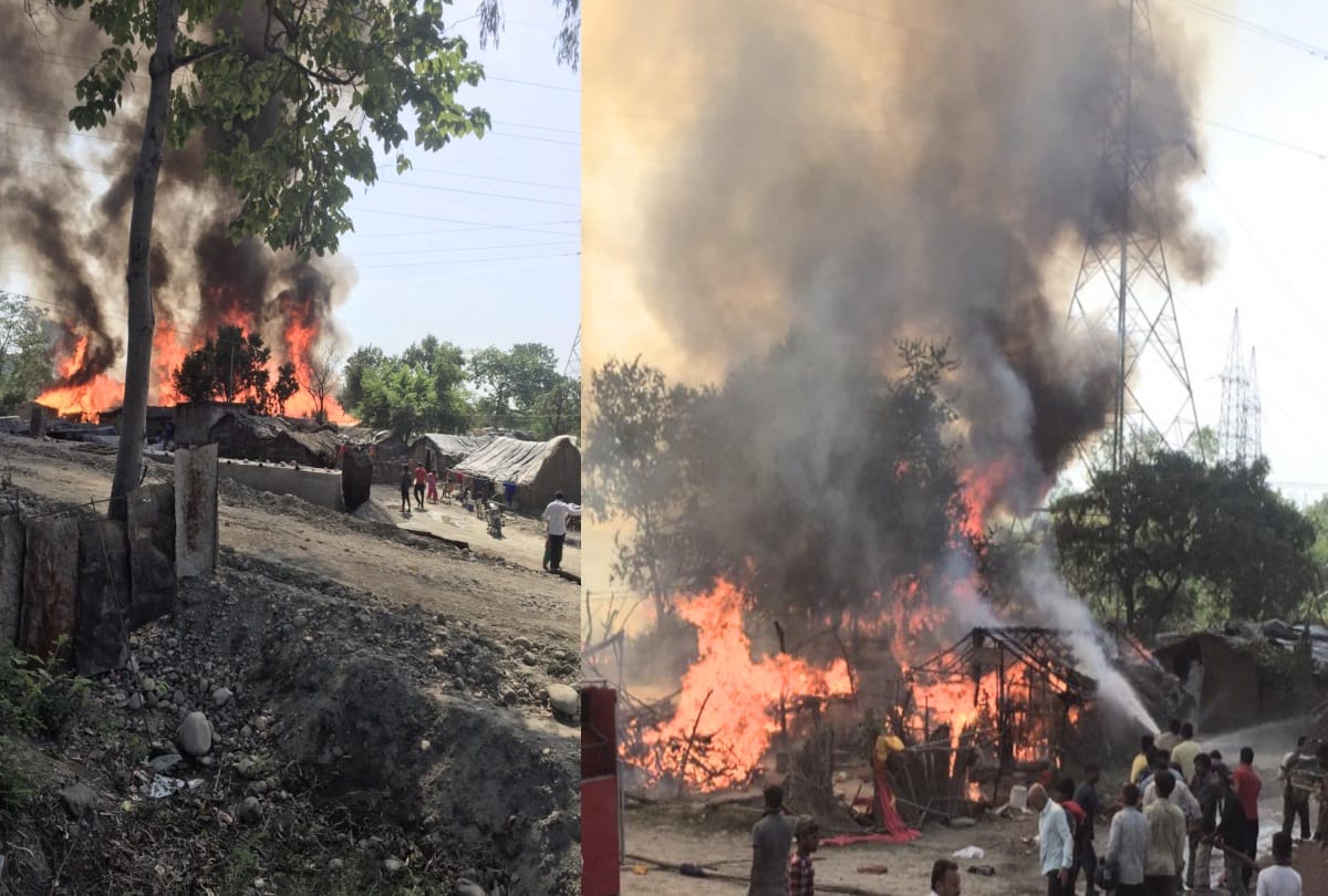 a huge fire gutted forty shanties due to spark of Stove