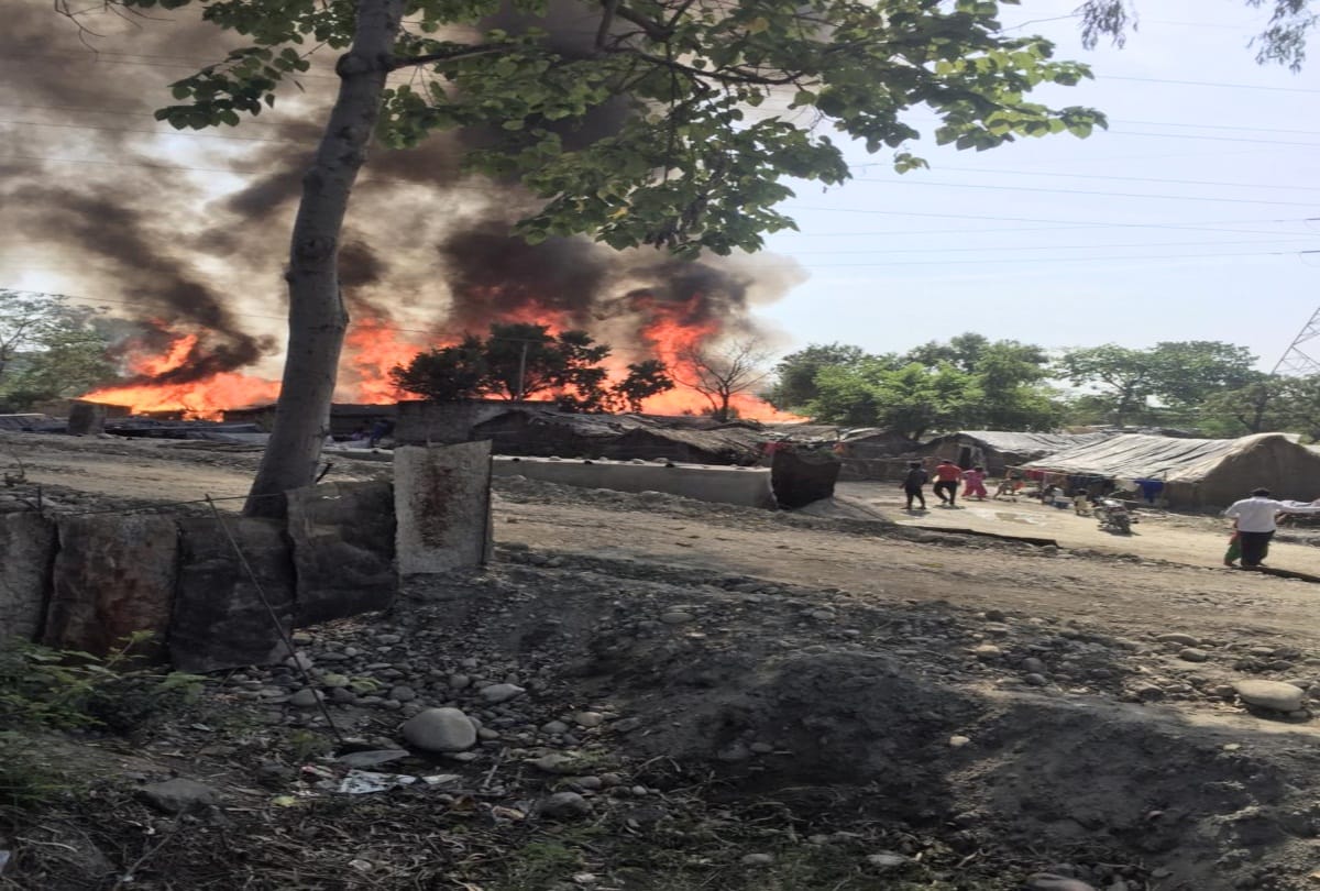 a huge fire gutted forty shanties due to spark of Stove