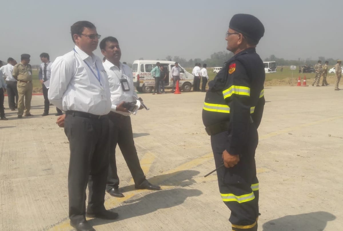mock drill at lucknow amausi airport
