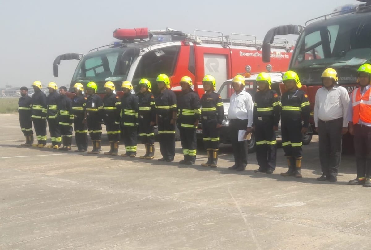 mock drill at lucknow amausi airport