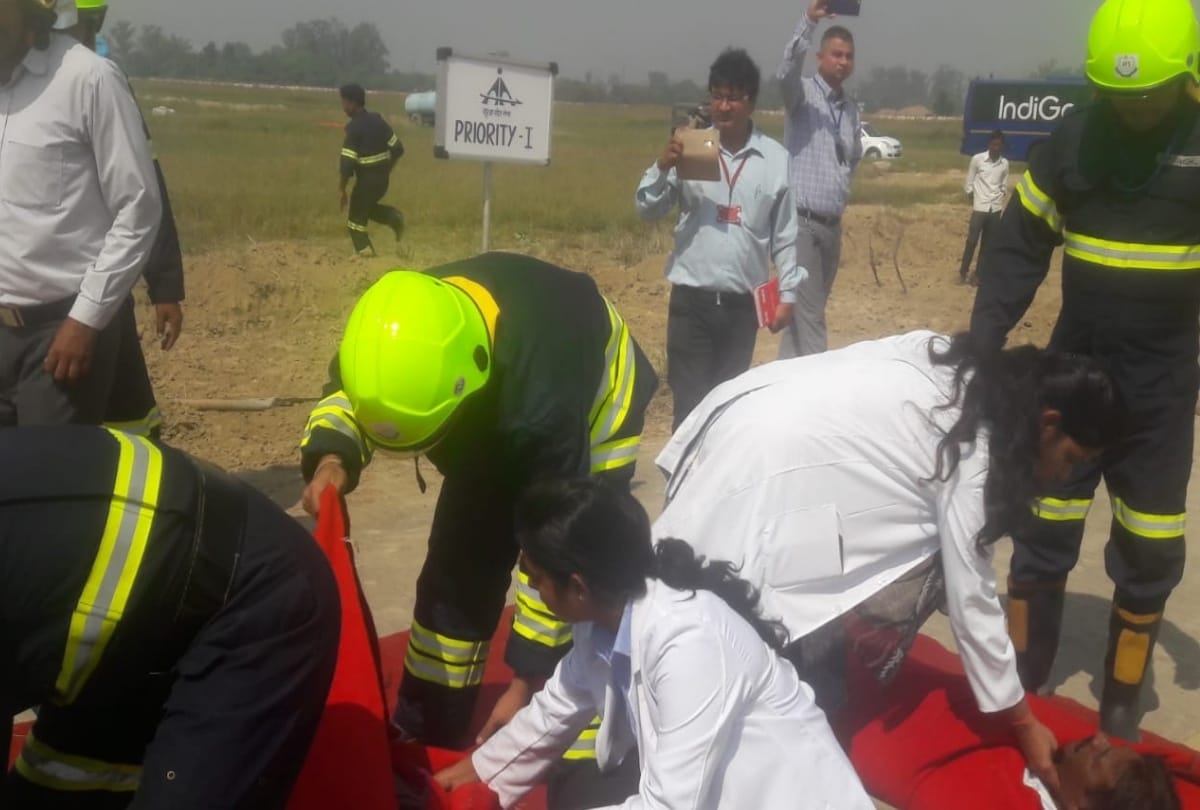 mock drill at lucknow amausi airport