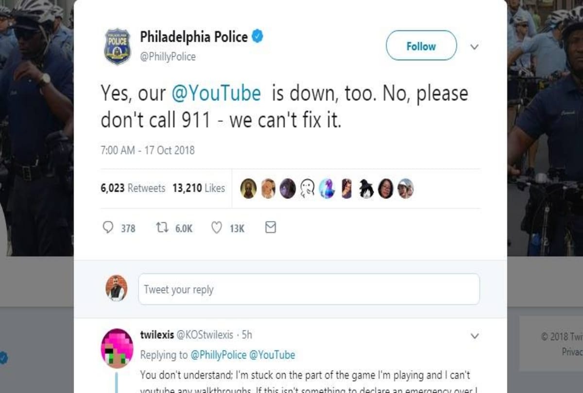 Users dial police helpline number during World wide down issue with Youtube for fixed it