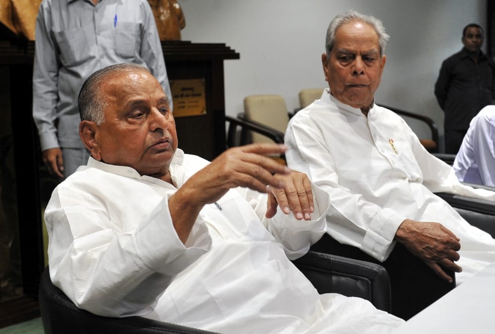 mulayam singh yadav in samajwadi party office.