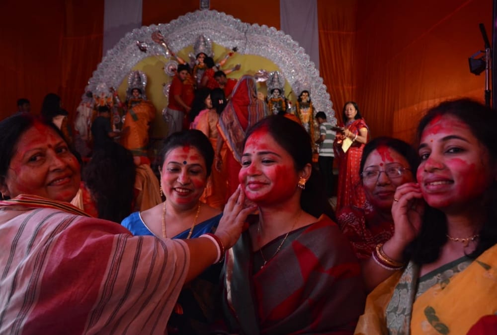 immersion of idols of durga in lucknow.
