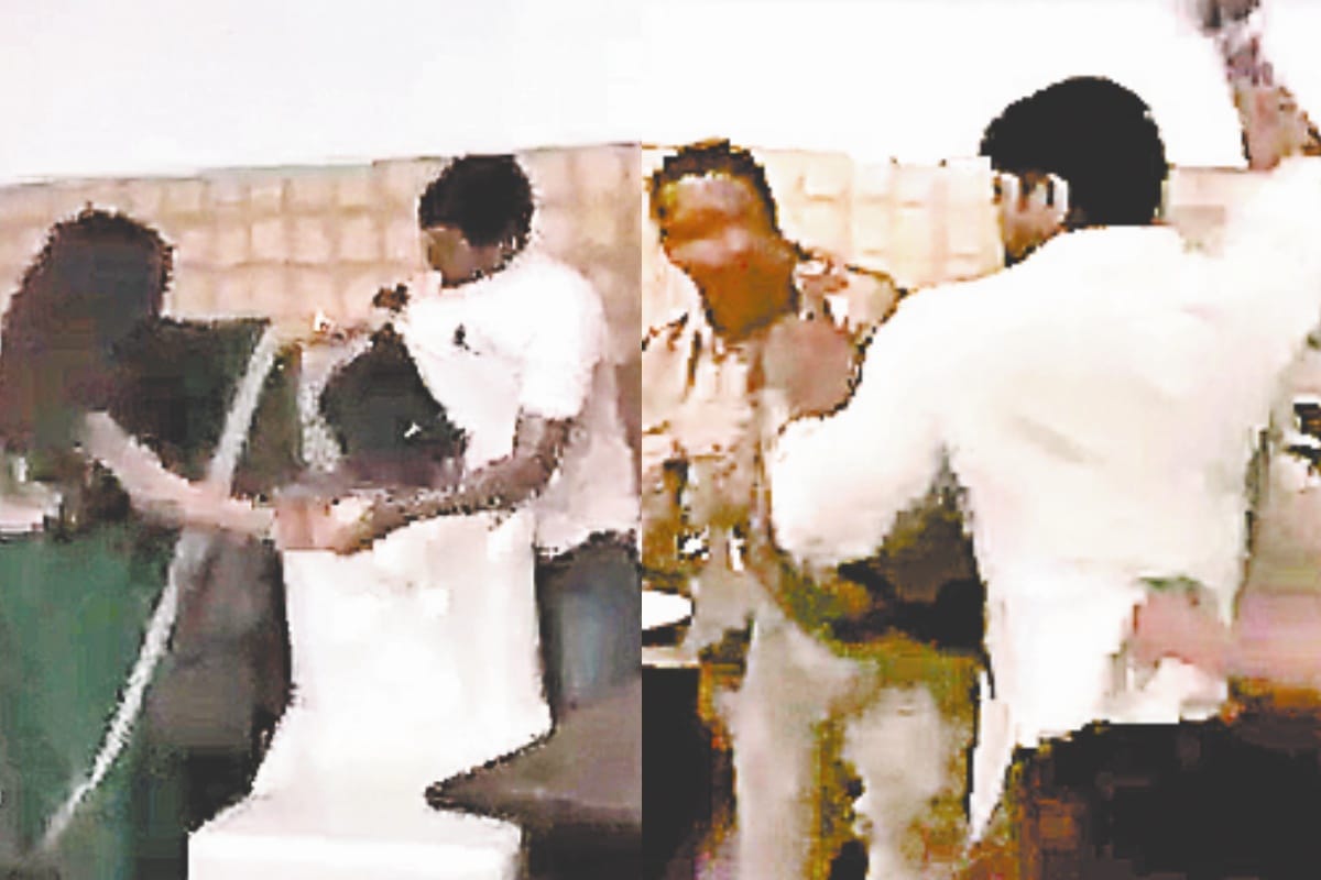Meerut police video viral sub inspector beating of BJP leader