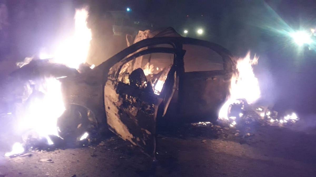 Car accident in mirzapur driver died due to burn