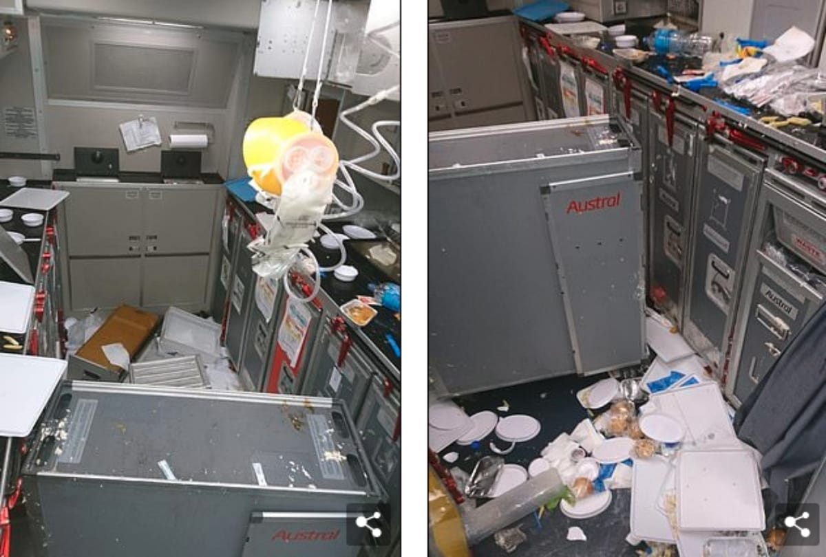 Aerolineas Argentinas Flight hell cabin left disarray plane hit severe turbulence