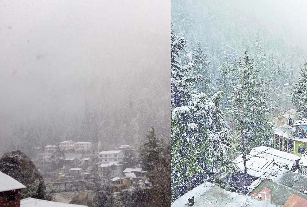 Snowfall in yamunotri and gangotri dham cold weather after rain