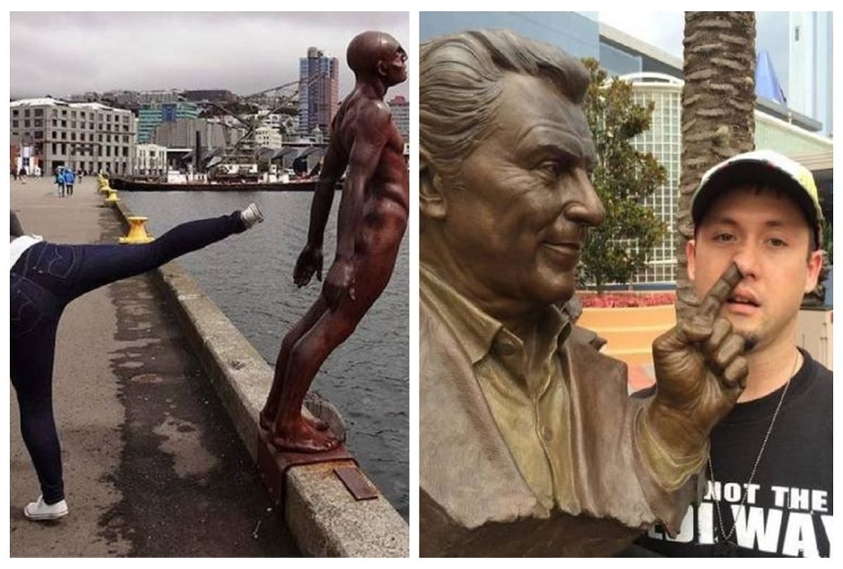 funny viral photos with statue in public places