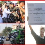 अरुण जेटली की बेटी व दामाद द्वरा मेहुल चौकसी से लेनदेन को लेकर दिल्ली में जेटली के निवास के बाहर प्रदर्शन करते युवा कांग्रेस कार्यकर्ता