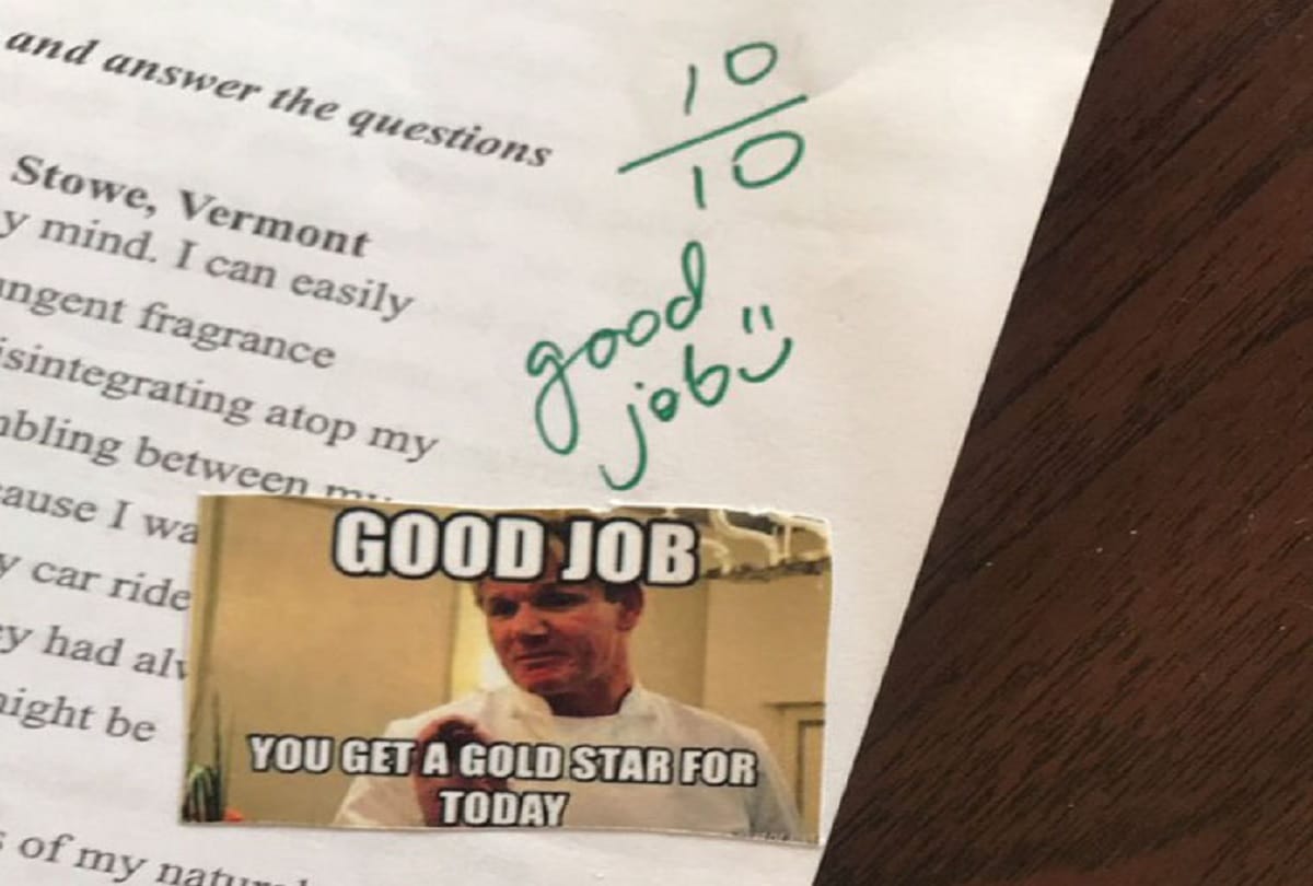 A teacher uses memes to grade papers, viral on social media