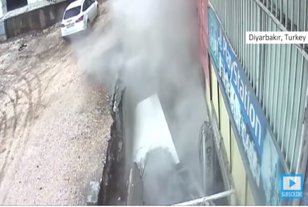 shocking video road swallowed two woman turkey video viral on social media