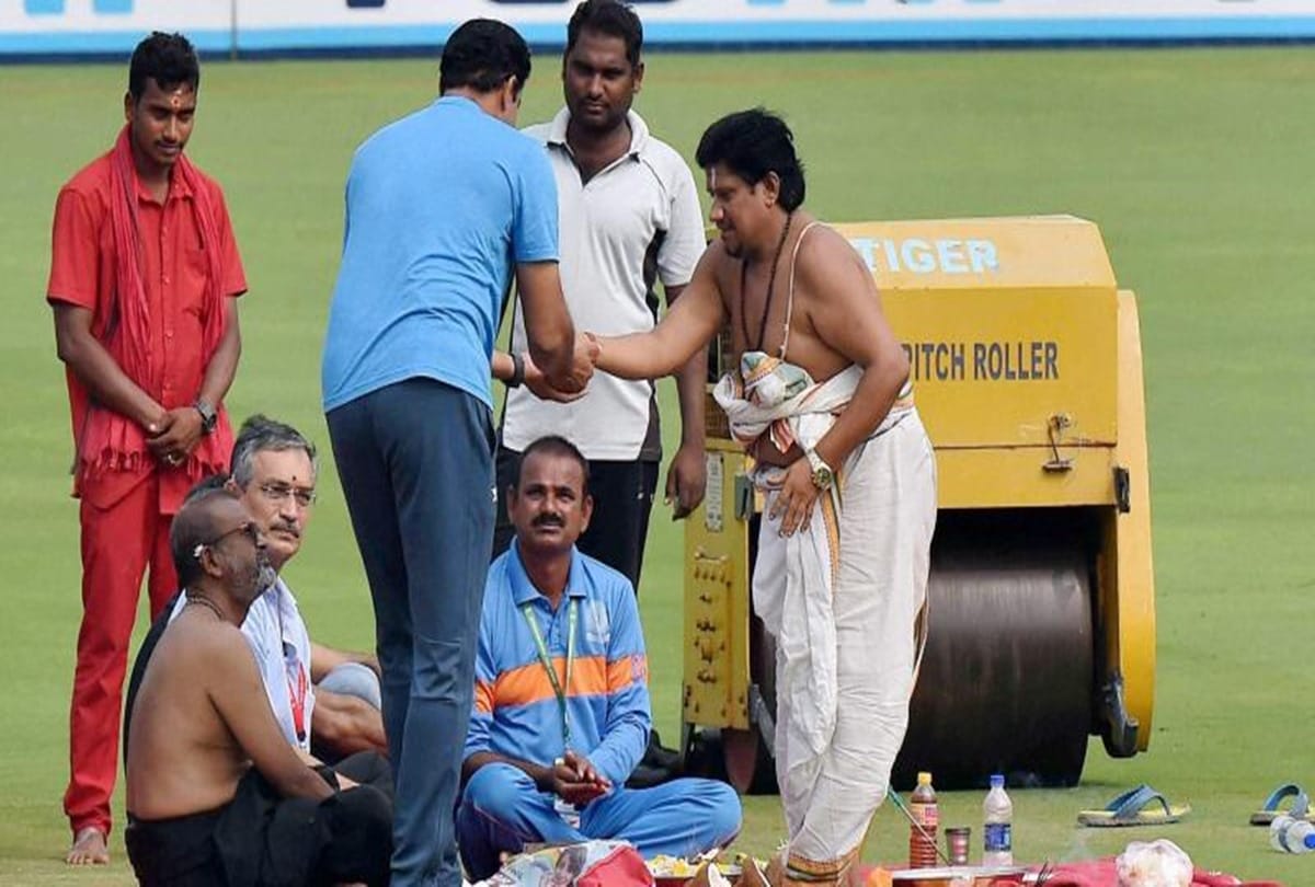 INDvWI: Msk prasad involved himself in pitch puja performed in Vizag before second ODI