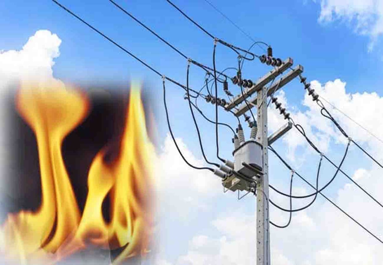 police station set fire due to High tension Current