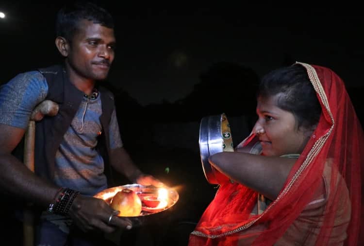 unique karva chauth of disable couple of chandigarh