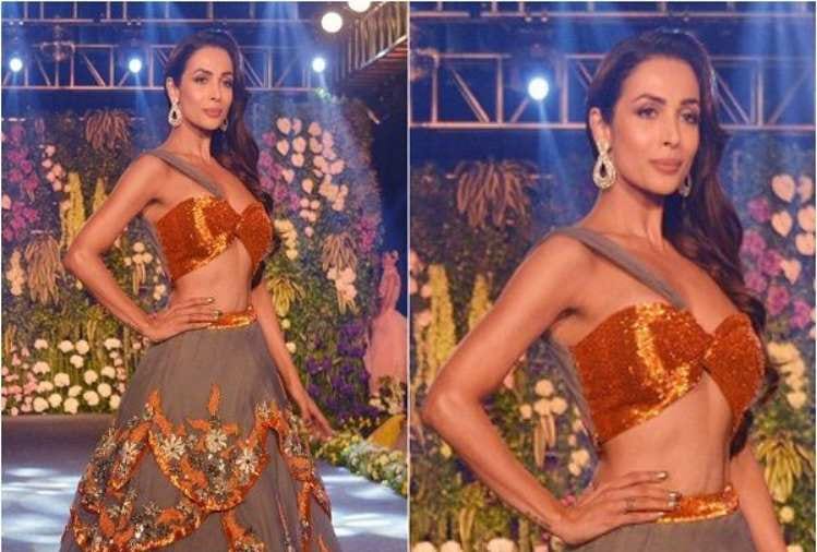 malaika arora look beautiful in orange lehanga on karwachauth