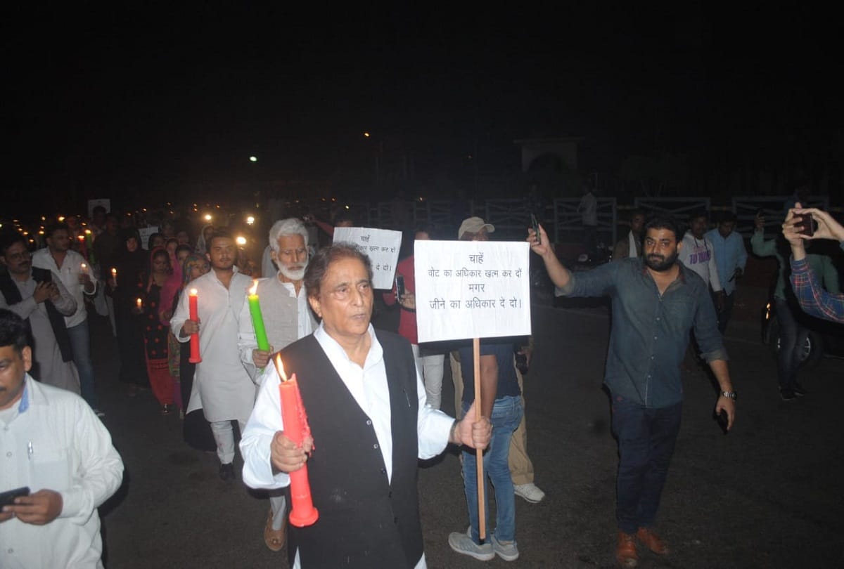 Azam Khan protested with candle march against killing of a madrasa student