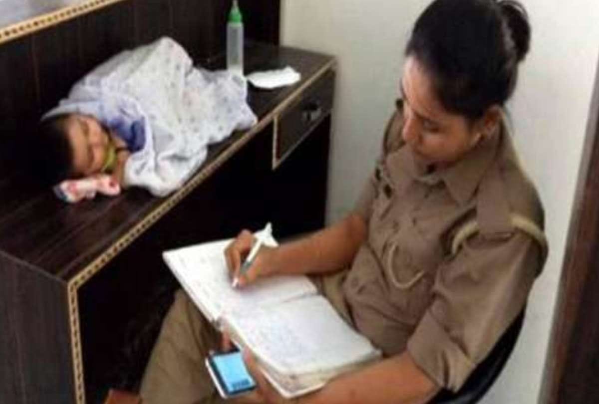 woman cop, who was with her child on duty to get posting near her home