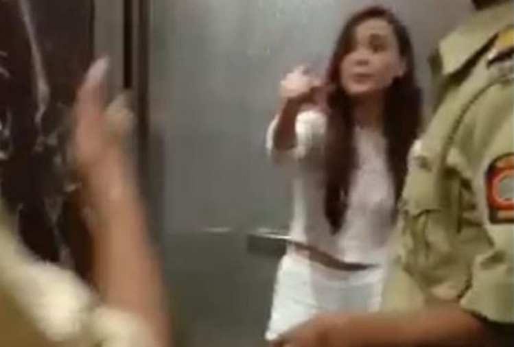 model megha sharma strips in front of police video viral