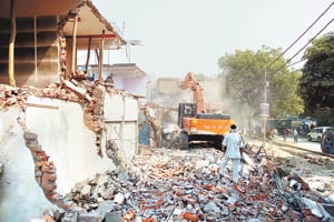 ADA's bulldozers on the Anwar Market of Jhansi