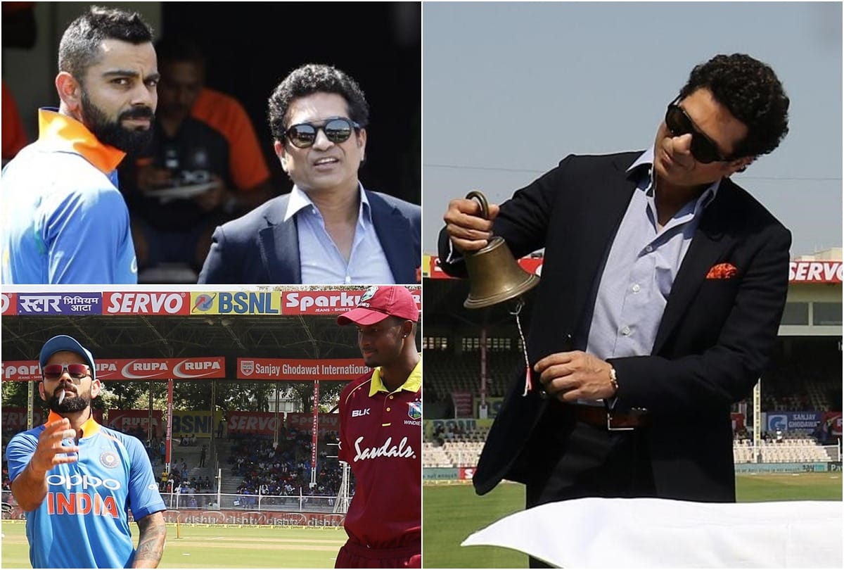 Sachin Tendulkar rings the bell to signal the start of the proceedings