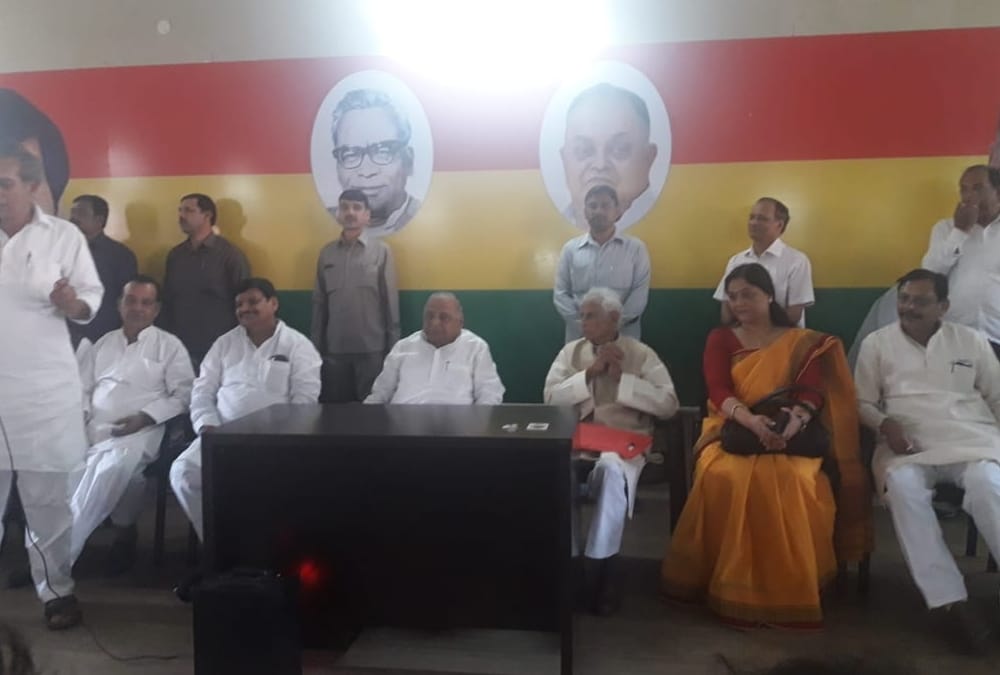 mulayam singh yadav in shivpal singh's party office.
