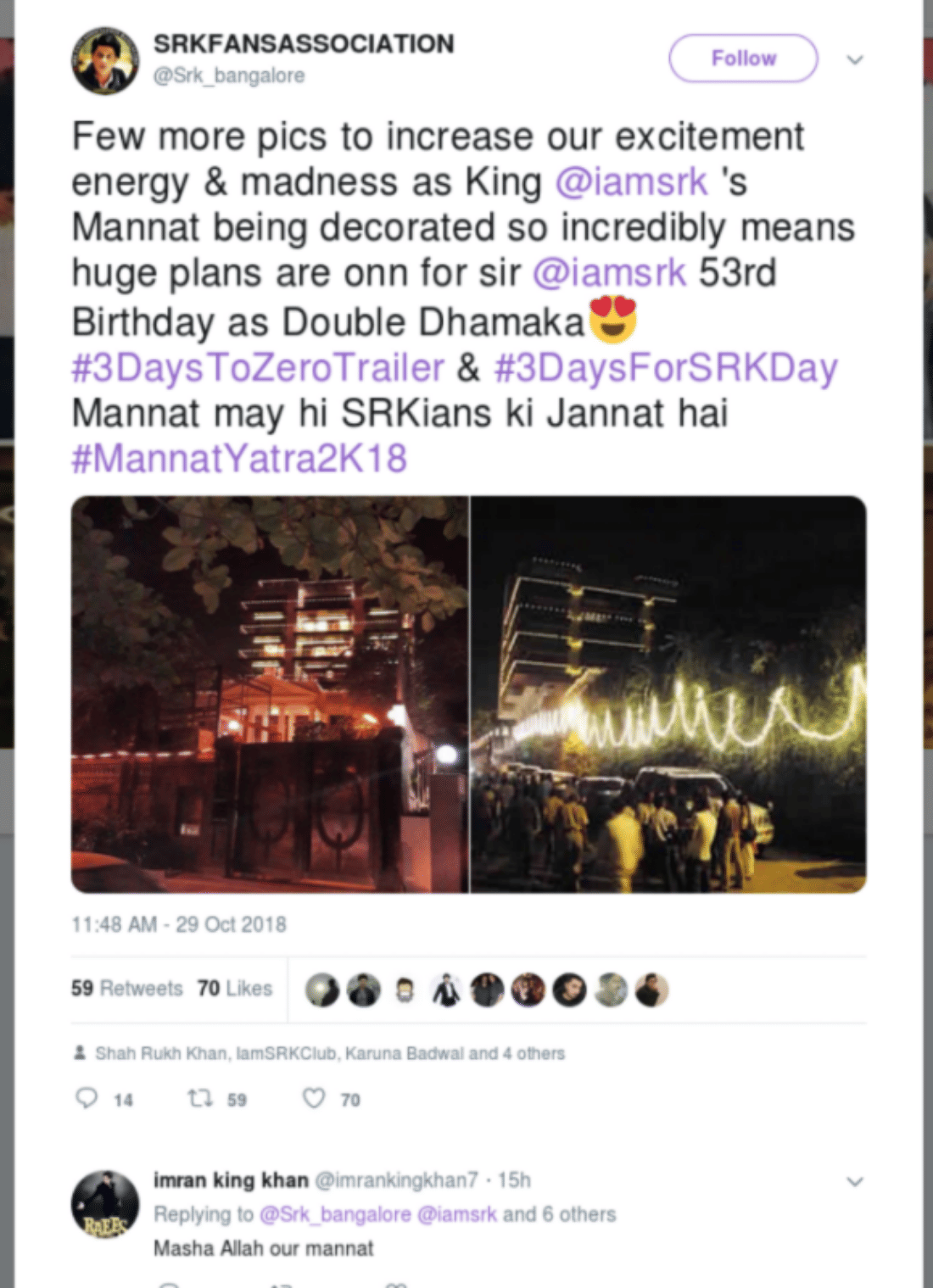 shahrukh khan birthday , mannat is decorated with lights and flowers