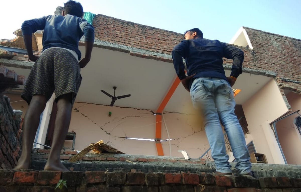 Blast in house at bhadohi husband and wife injured see photos