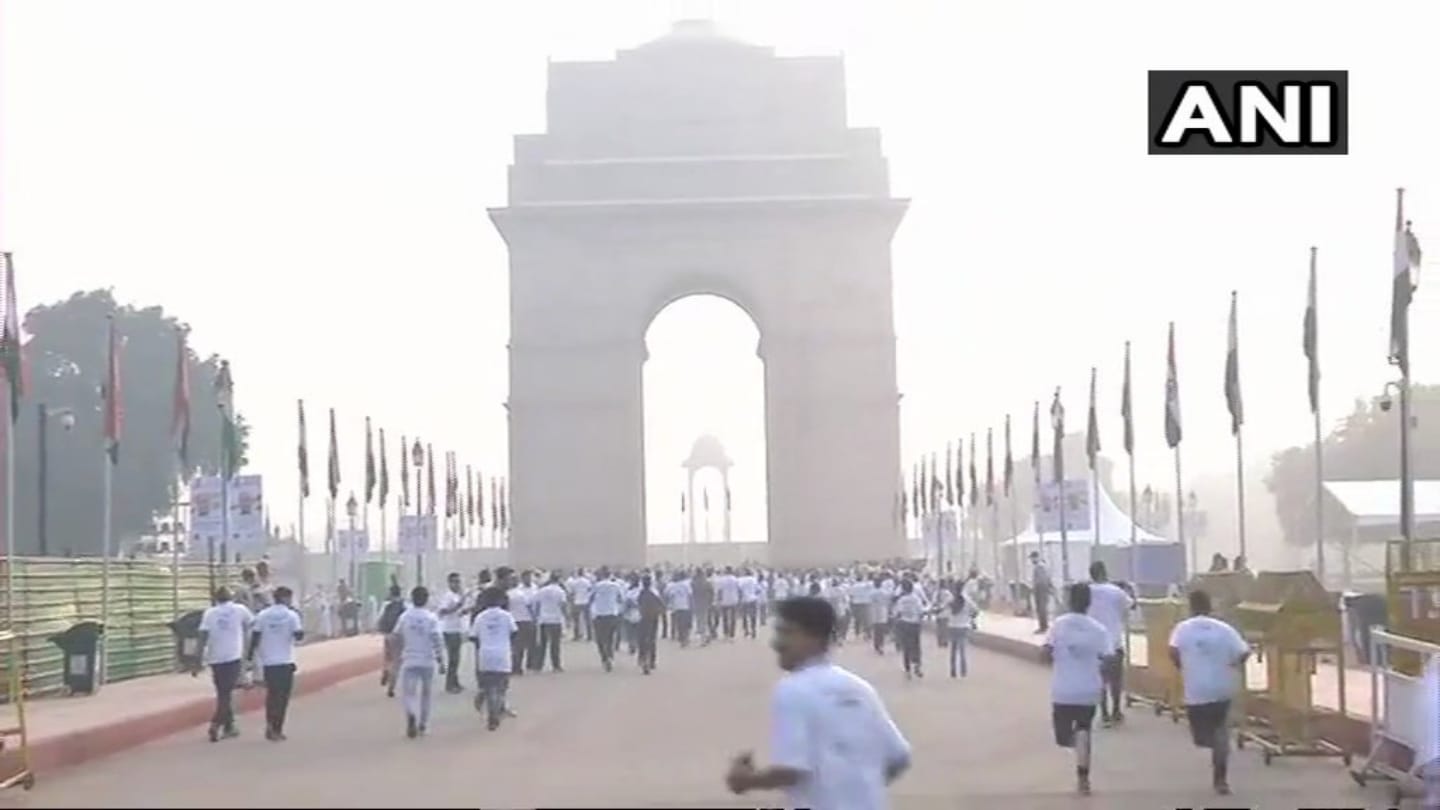 Pictures of run for unity on birth anniversary of Sardar Patel
