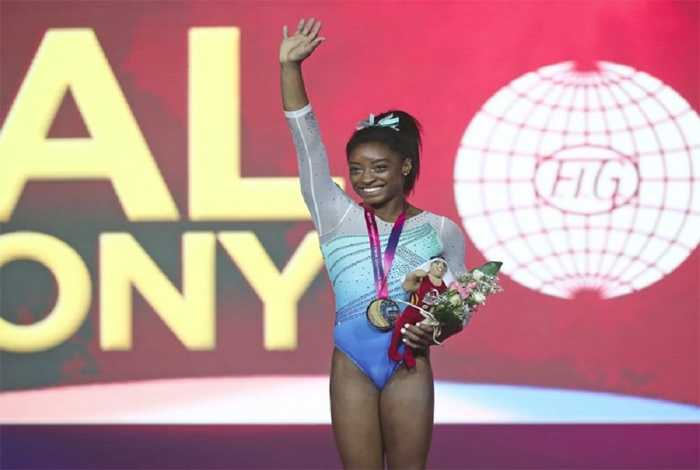 Simone Biles claims record fourth all around world gymnastics title