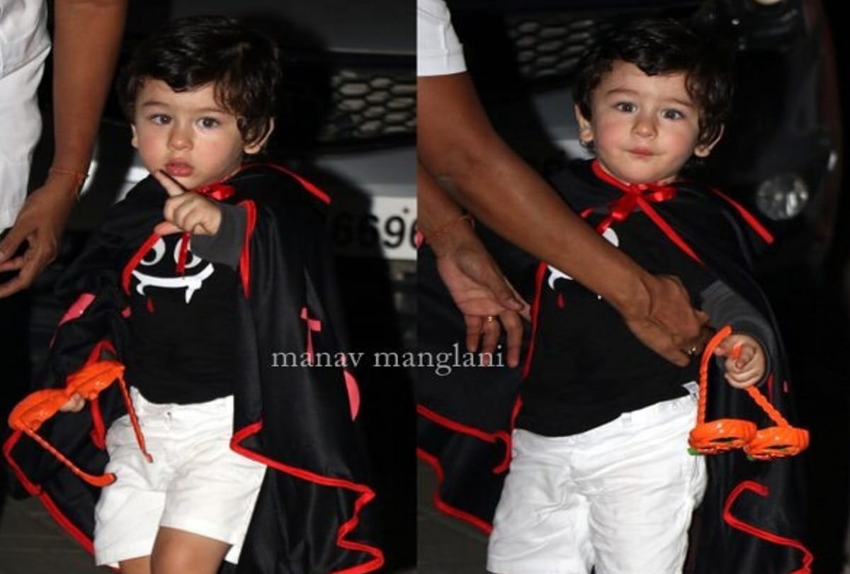 after long time taimur comes out attend Halloween party says no to paparazzi