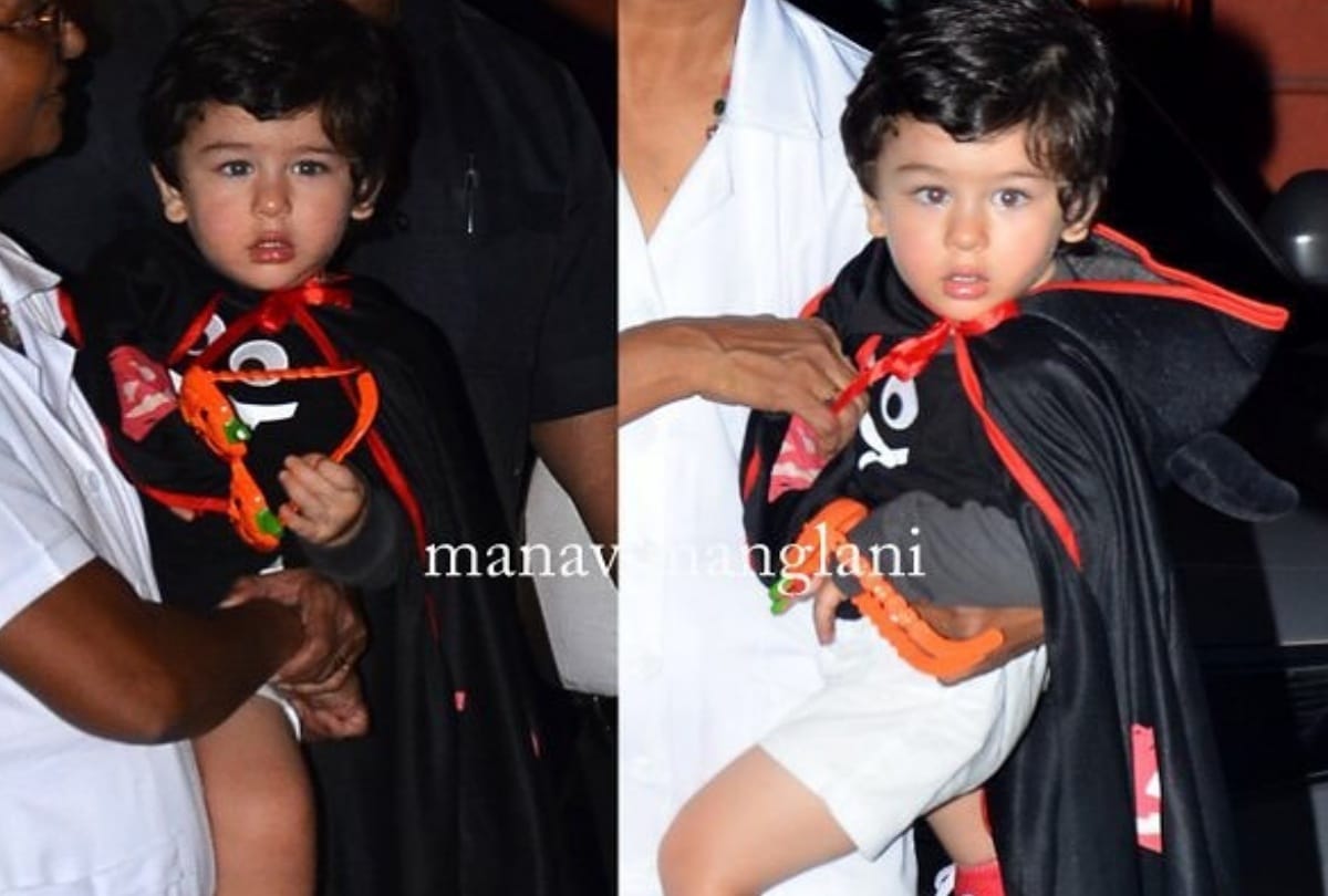 after long time taimur comes out attend Halloween party says no to paparazzi