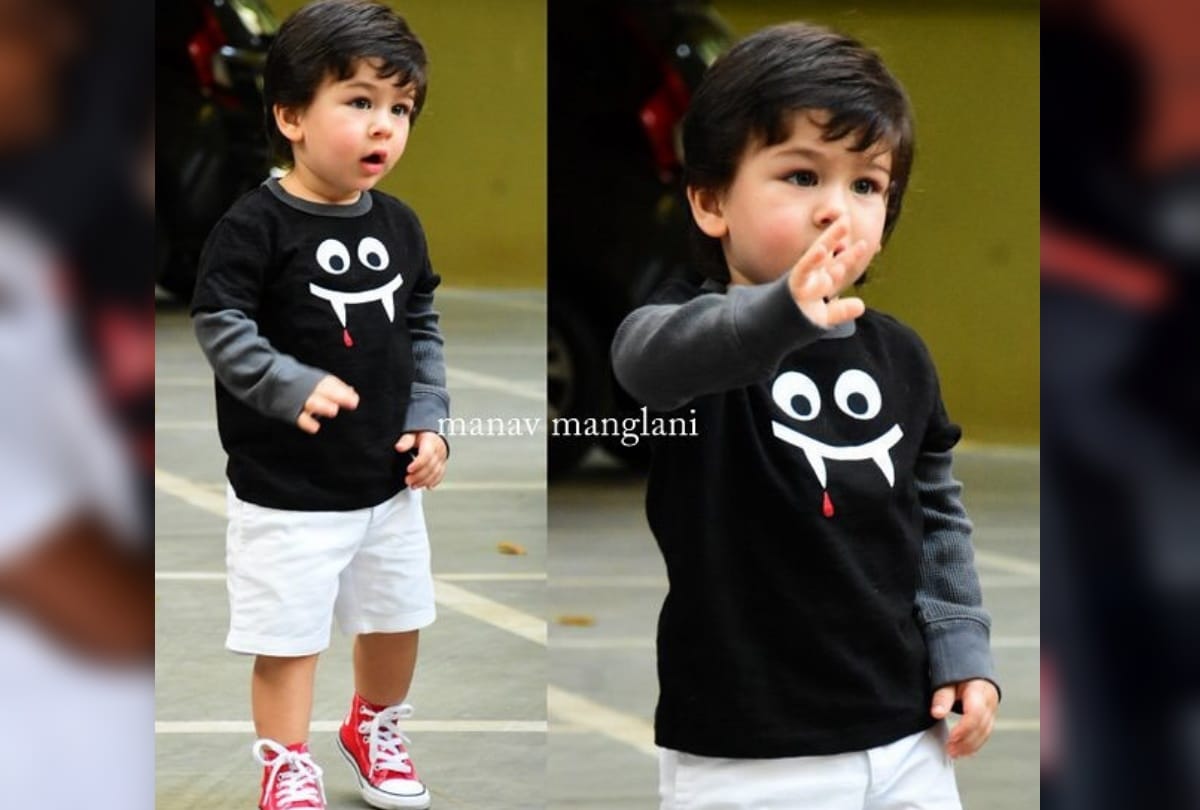 after long time taimur comes out attend Halloween party says no to paparazzi