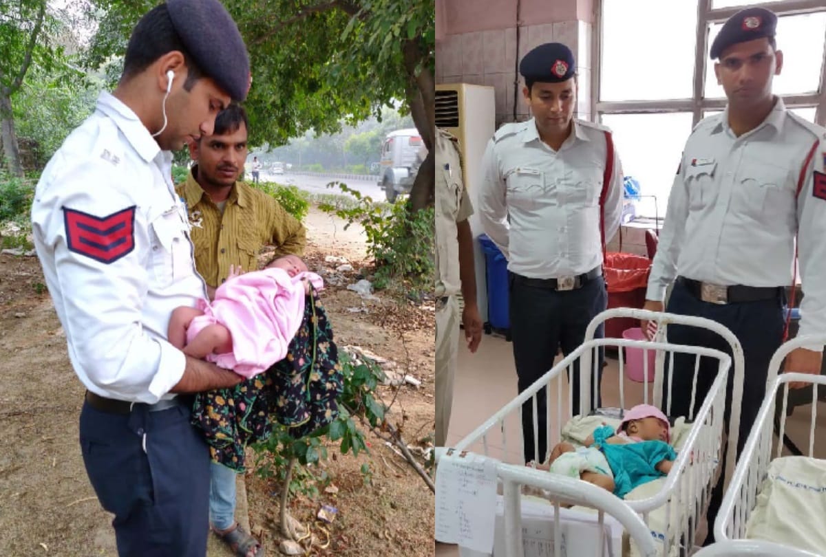 delhi traffic police cop saves a new born thrown in bushes at rk khanna stadium admitted safdarjung