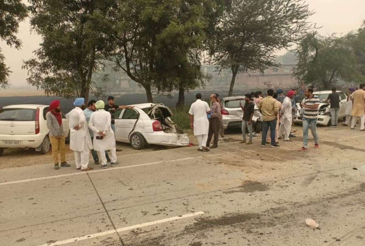 Ten vehicles collided with smoke in overhang on Bathinda-Chandigarh highway