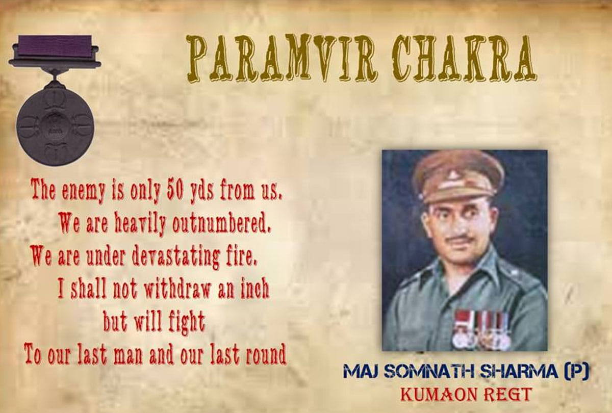Story of martyred major somnath sharma first param vir chakra of indian army