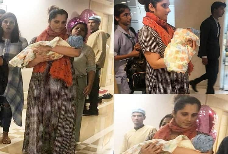 Sania Mirza first picture with baby boy viral spotted while leaving the hospital