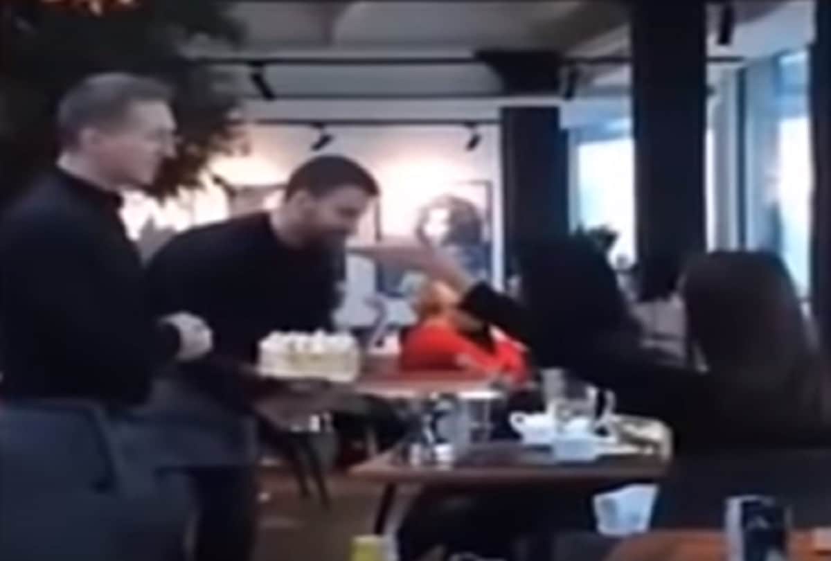 Fed up waiter Slams customer with cake paste on face