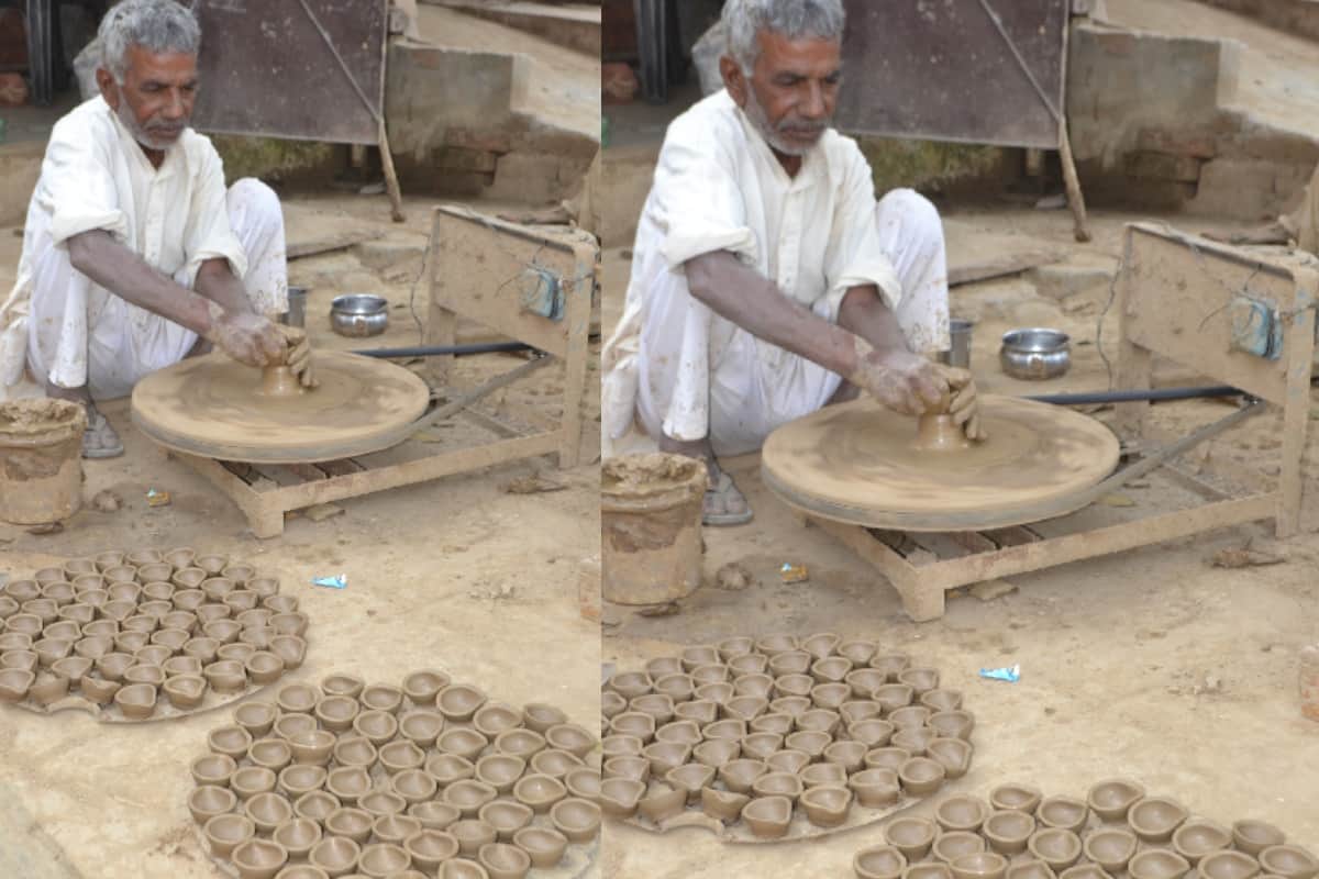 Make in India project supported the soil potetry makersin meerut clay lamps in demand for deepawali