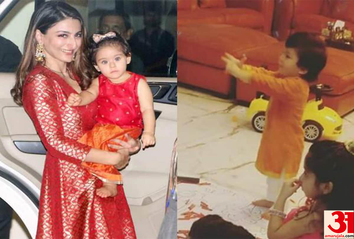Show on the faces of stars kids on Diwali Celebration, most notably Taimur
