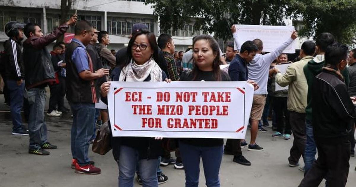 MIZORAM ELECTION 2018: PROTEST AGAINST CHIEF ELECTION OFFICER