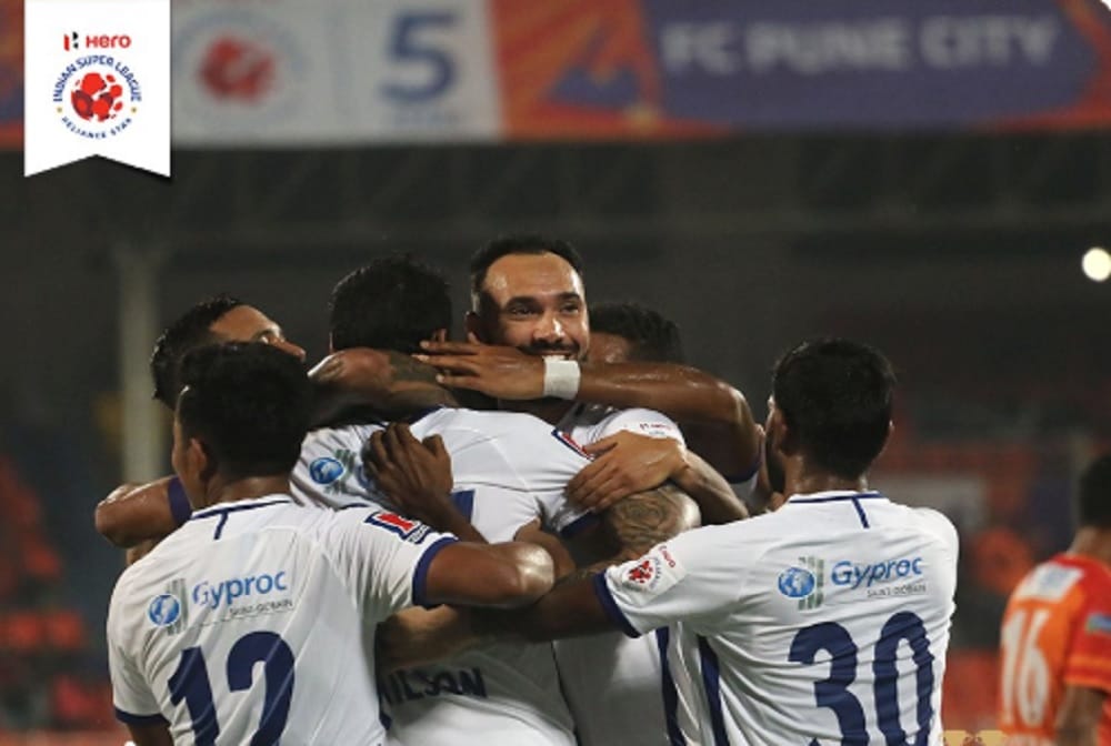 Chennaiyin FC beat pune city fc by 4-2 in isl 2018