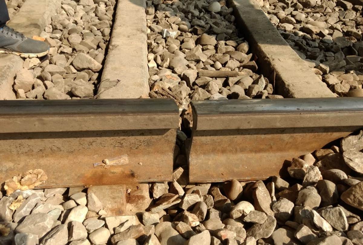 Loaded Military train run on damaged rail track, UP