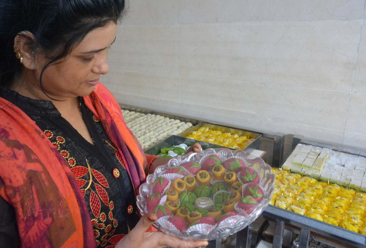 Sweets of fruit vegetable and dry fruits with attractive packing available in market