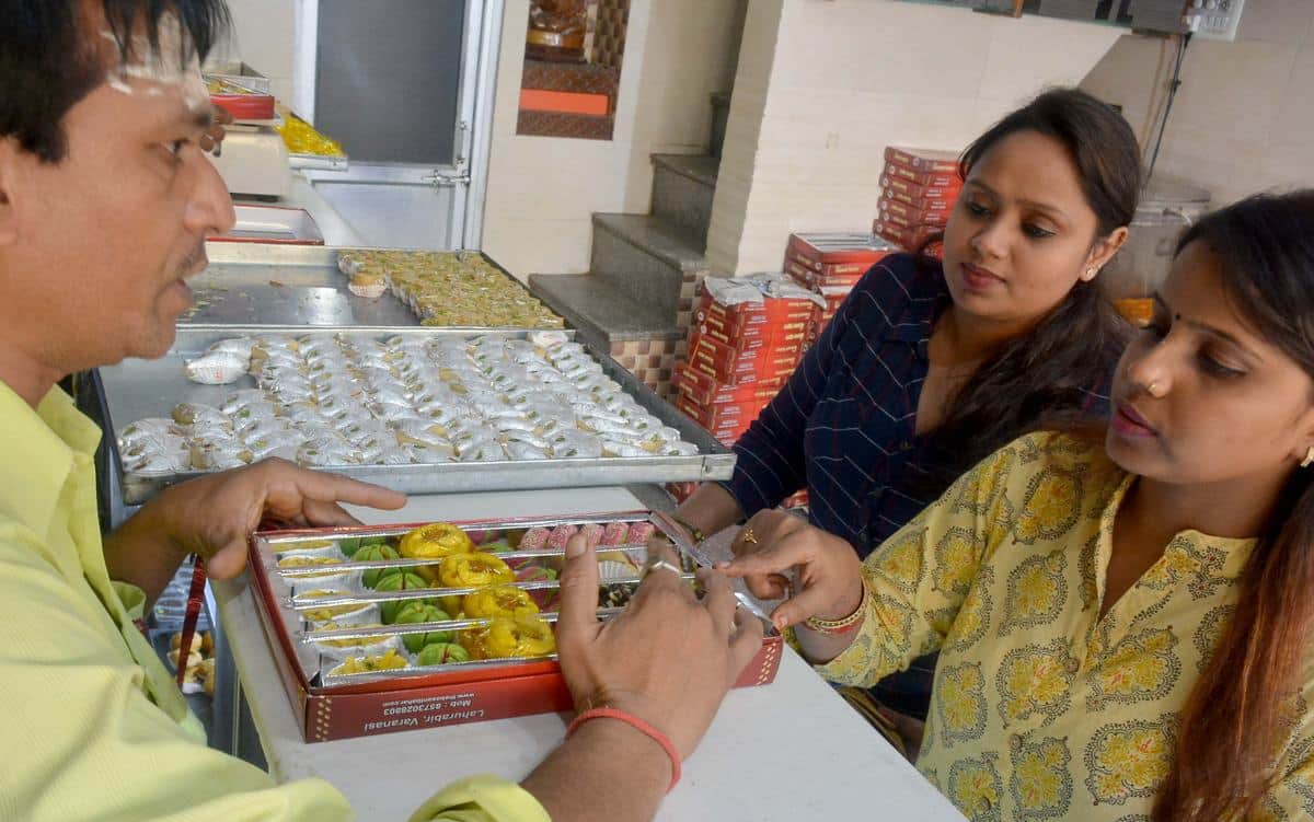 Sweets of fruit vegetable and dry fruits with attractive packing available in market